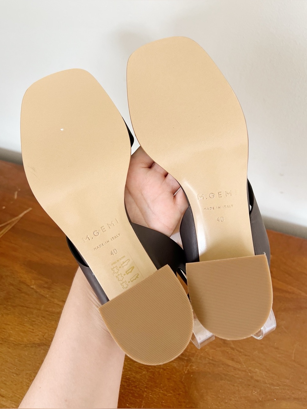 M GEMI • The Moira strappy block heel sandals calf leather Italy designer - Picture 14 of 16
